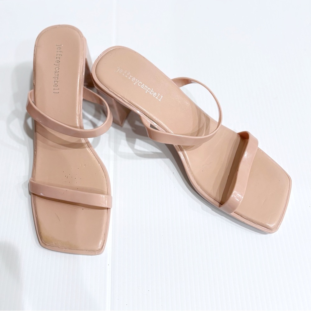 Jeffrey Campbell Blush Pink Strappy Block Heel Sandals Women’s Size 8 / 38 Comfy - Picture 2 of 6